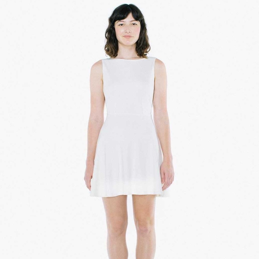 American Apparel White Ponte Sleeveless Skater Dress